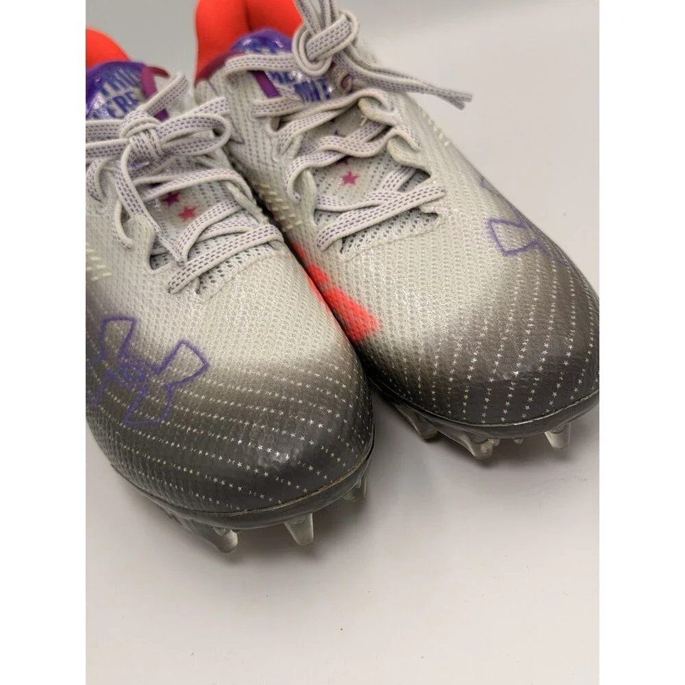 Under Armour Blur Smoke MC Football Cleats Halo Gray Purple Womens 9 3025123-100